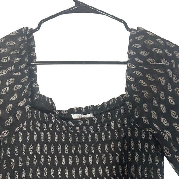 Patrons of Peace Black & White Long Sleeve Puff Sleeve Blouse Women Sz S - Picture 4 of 10